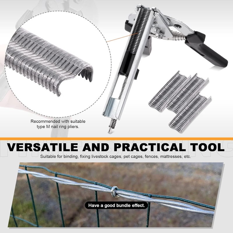 Tanstic 1200Pcs M Nails M Clips Professional Upholstery Hog Rings M Staples for Type M Hog Nail Ring Pliers Assortment Kit Fence Fastening (Pack of 2) - Image 3